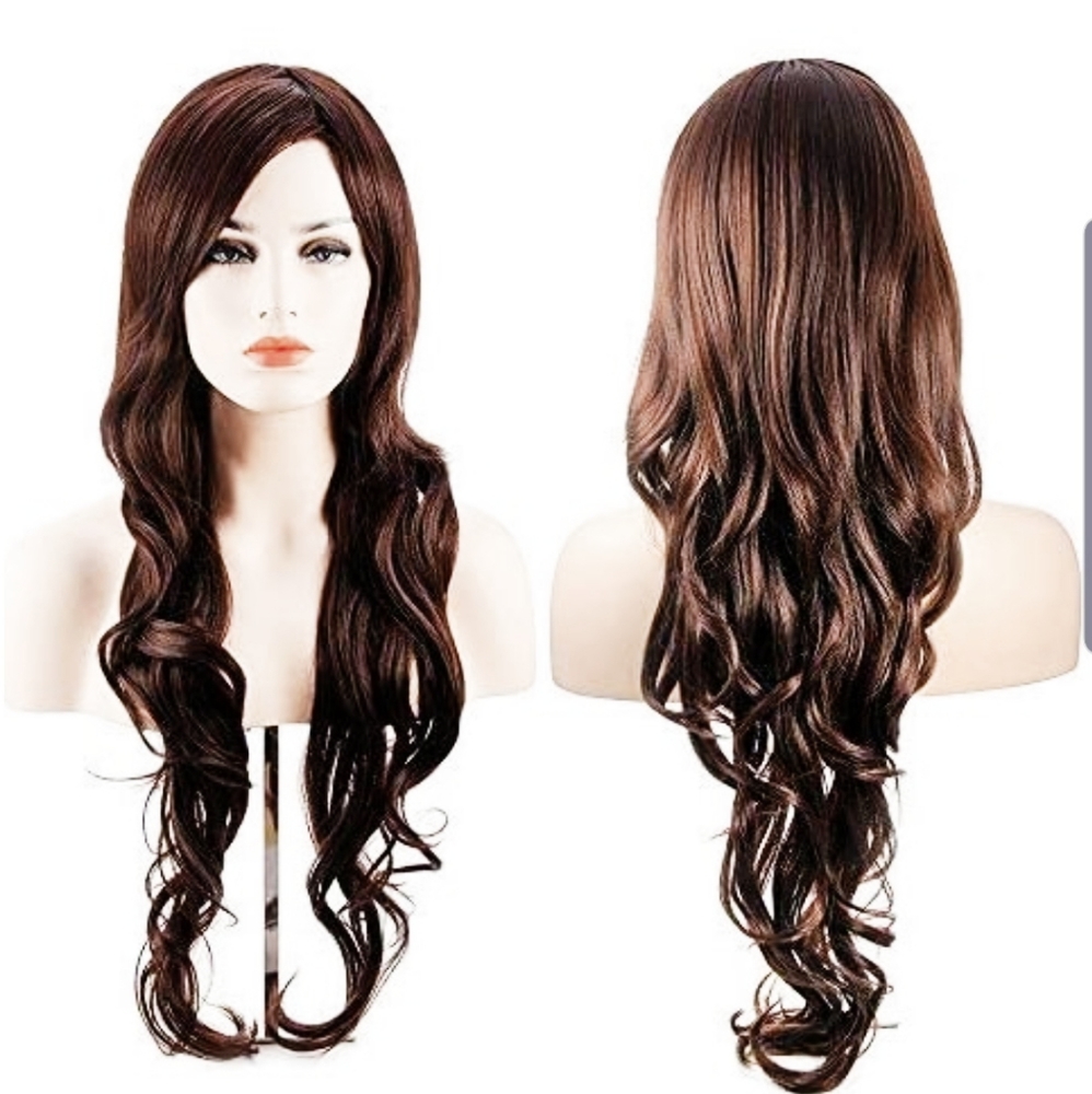 3/$20 Dark Brown Long Curly Wig